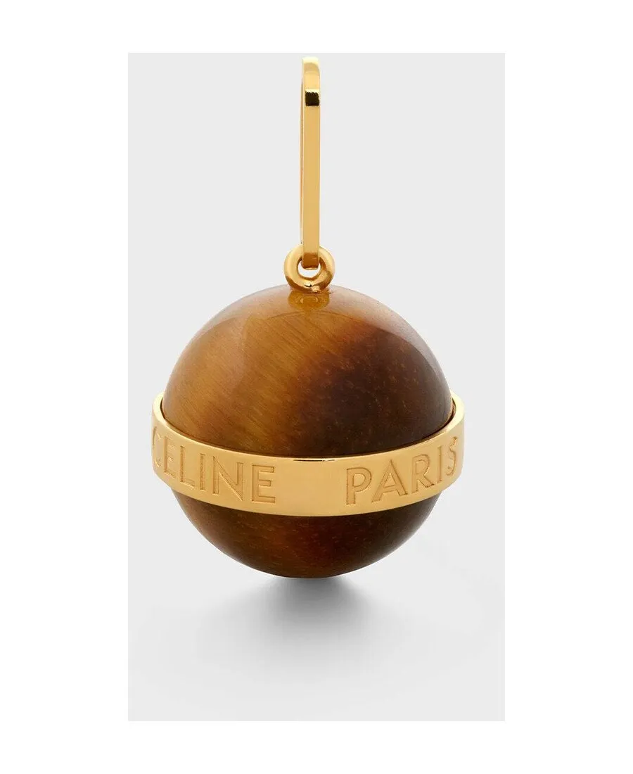 Separables Sphere Pendant In Brass With Gold Finish And Tiger Eye