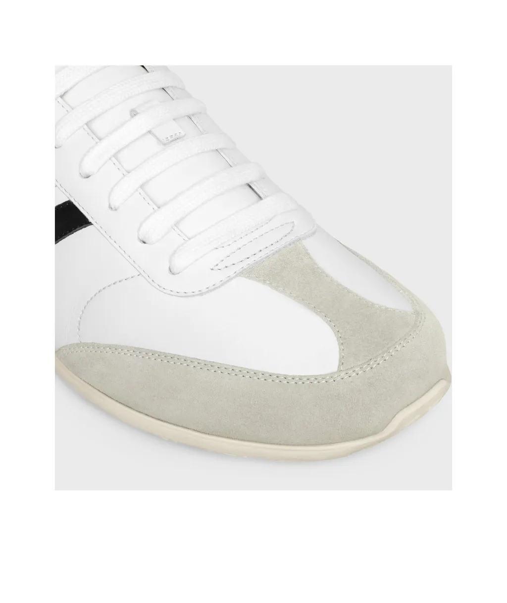 Jogger Low Lace-Up Sneaker With Triomphe Signature In Calfskin And Suede Calfskin