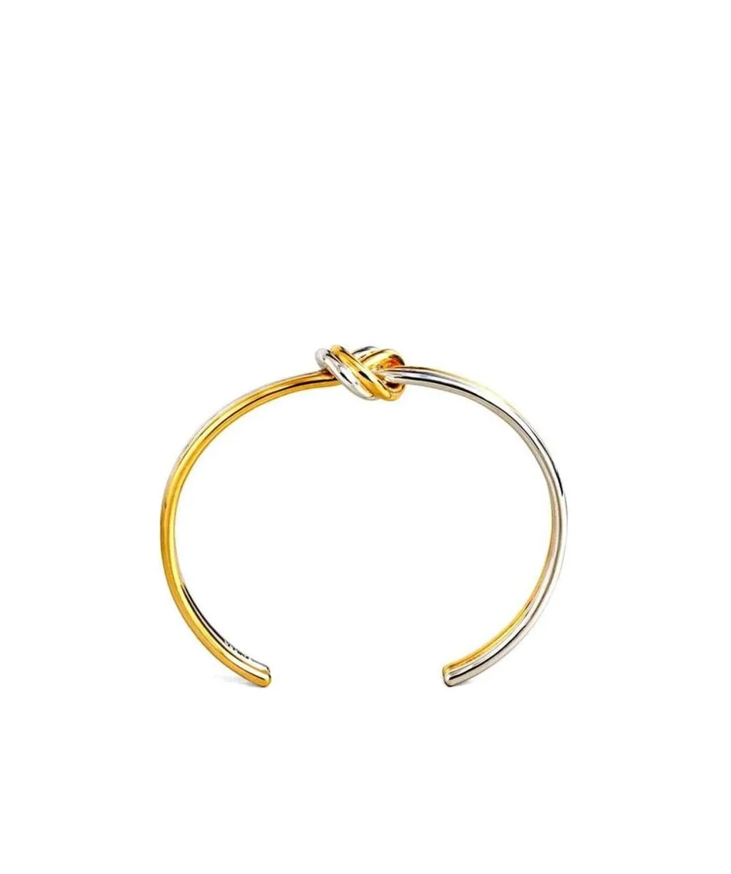 Knot Double Bracelet In Brass Bi-Galva With Gold And Rhodium Finish