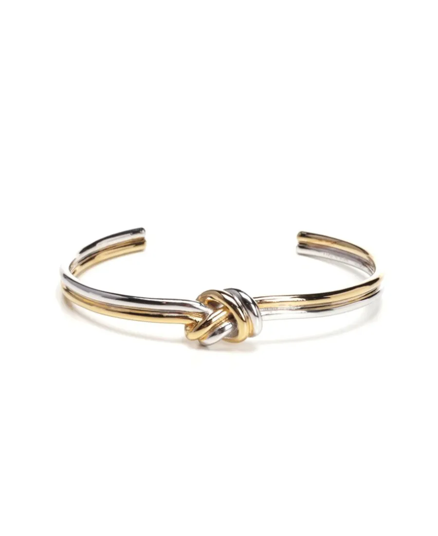 Knot Double Bracelet In Brass Bi-Galva With Gold And Rhodium Finish