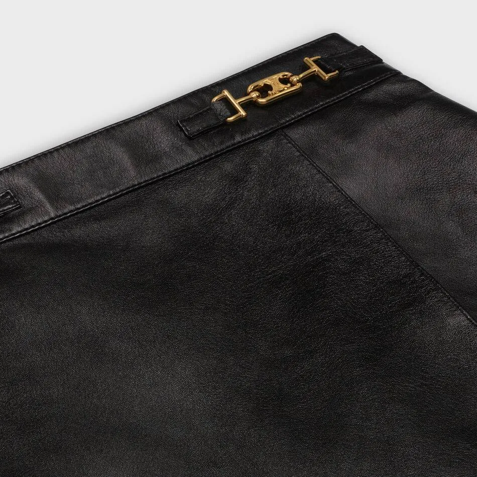 Midi Skirt With Signature In Fine-Grain Lambskin