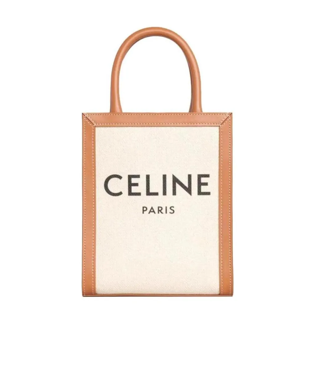 Mini Vertical Cabas Celine In Textile With Celine Print And Calfskin