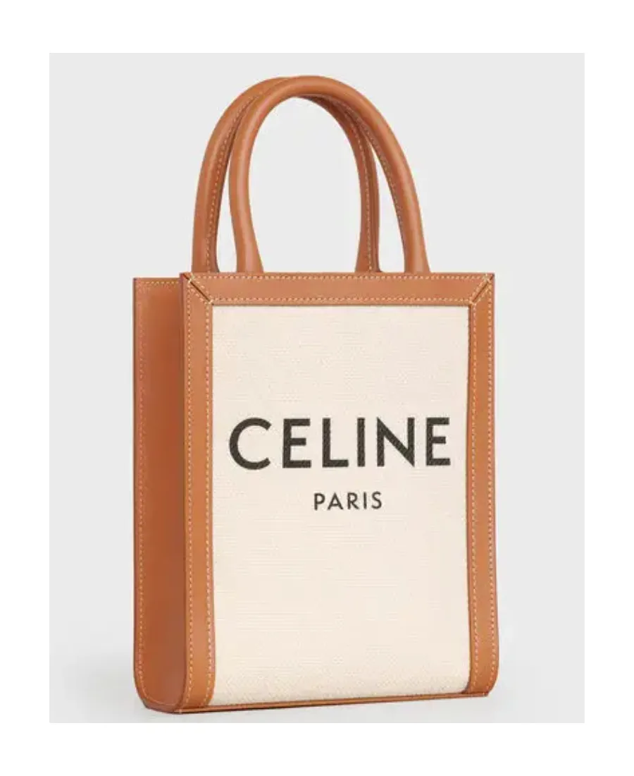 Mini Vertical Cabas Celine In Textile With Celine Print And Calfskin