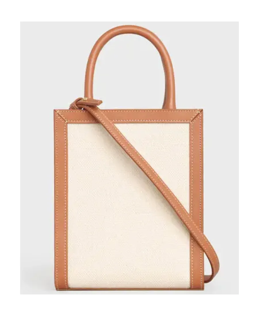 Mini Vertical Cabas Celine In Textile With Celine Print And Calfskin