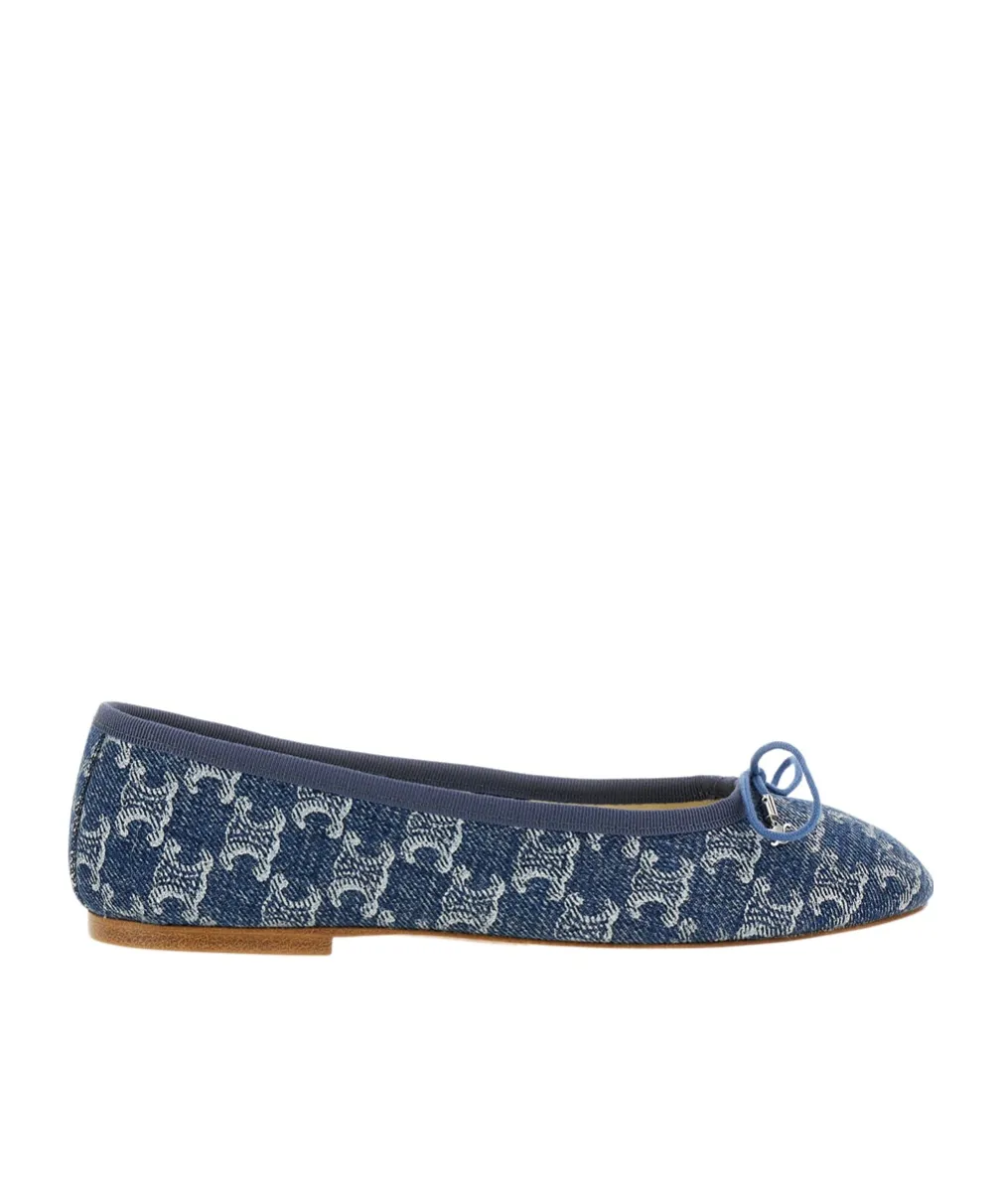 Les Ballerines With Triomphe Laces In Triomphe Stamped Denim
