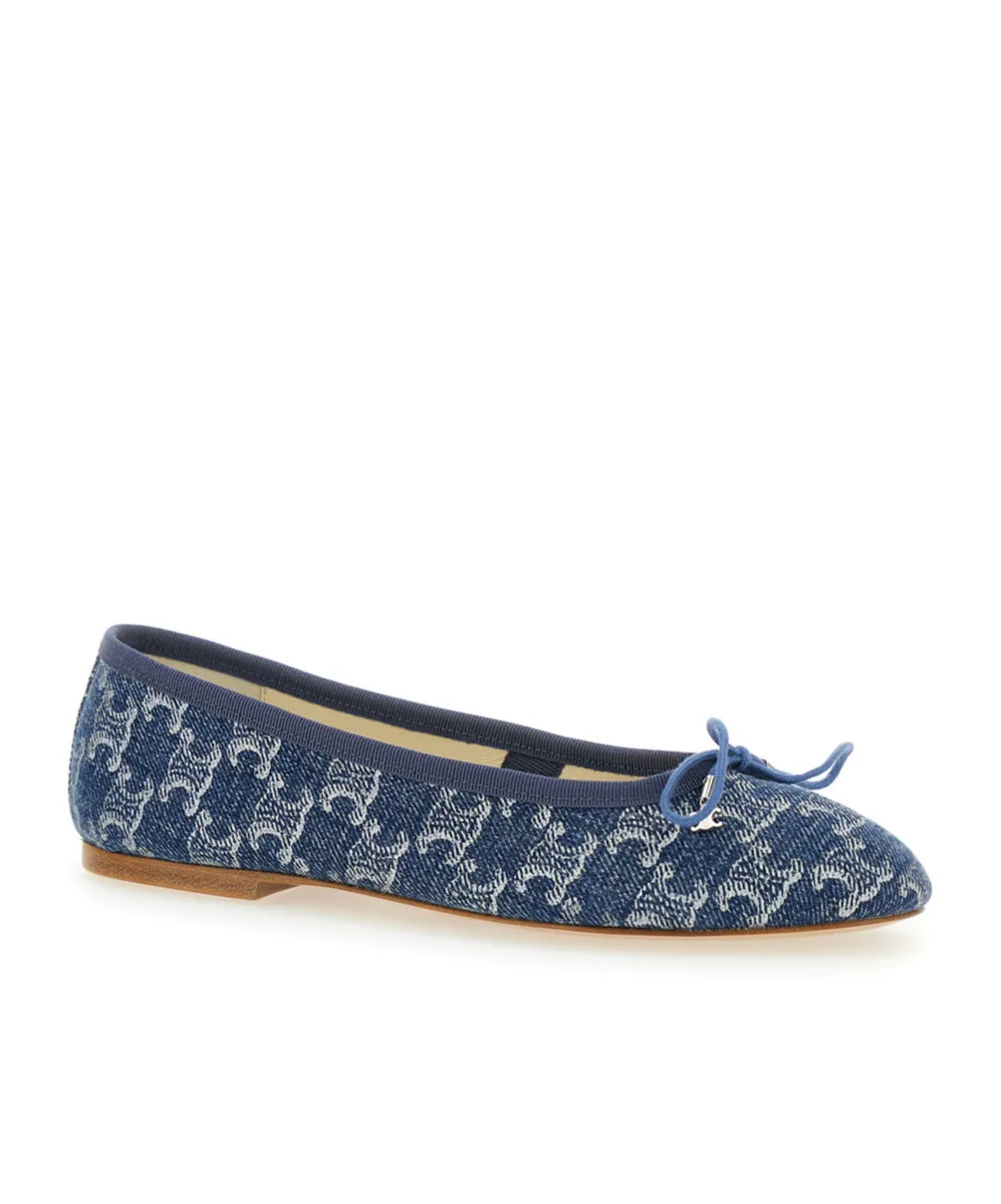 Les Ballerines With Triomphe Laces In Triomphe Stamped Denim