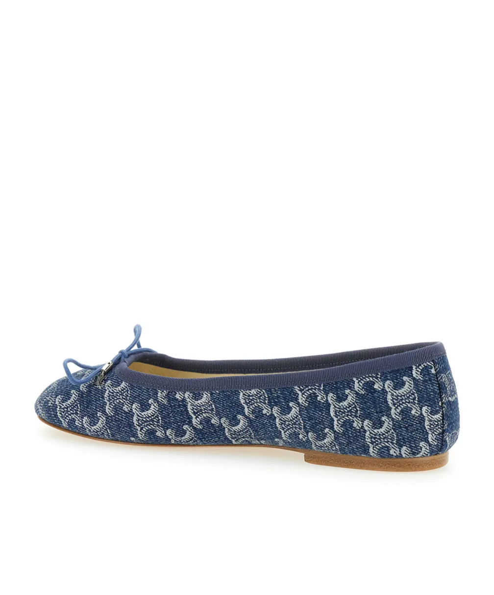 Les Ballerines With Triomphe Laces In Triomphe Stamped Denim