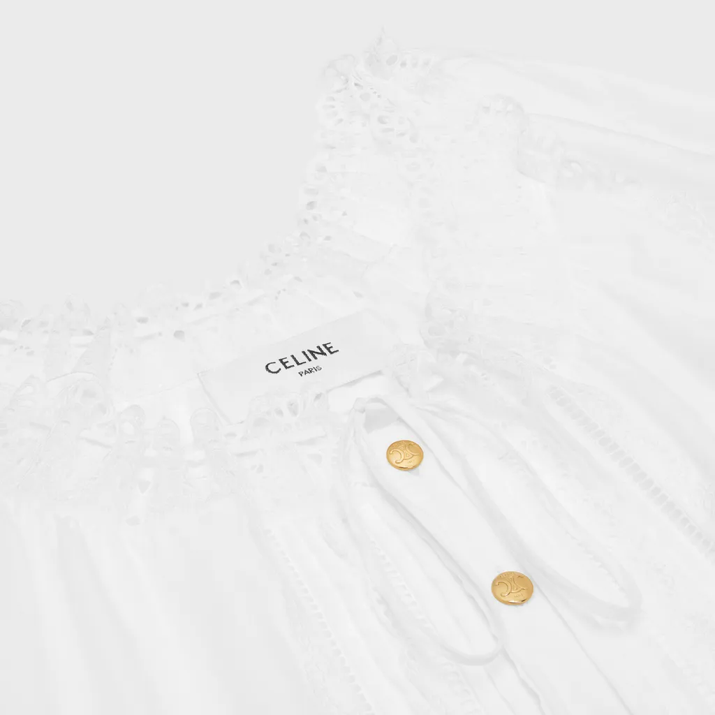 Embroidered Folk Dress In Cotton Muslin