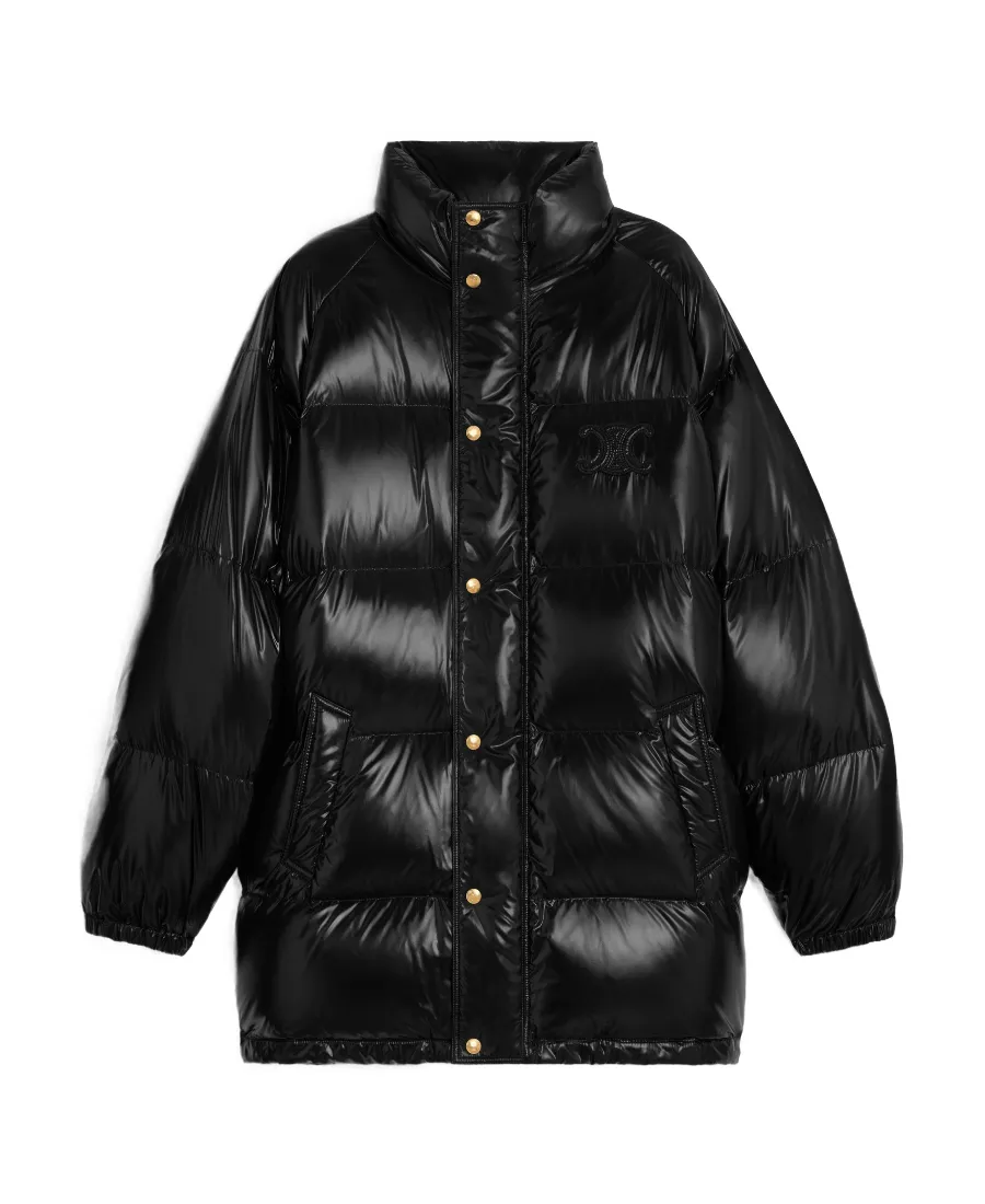 Long Triomphe Down Jacket In Lightweight Nylon