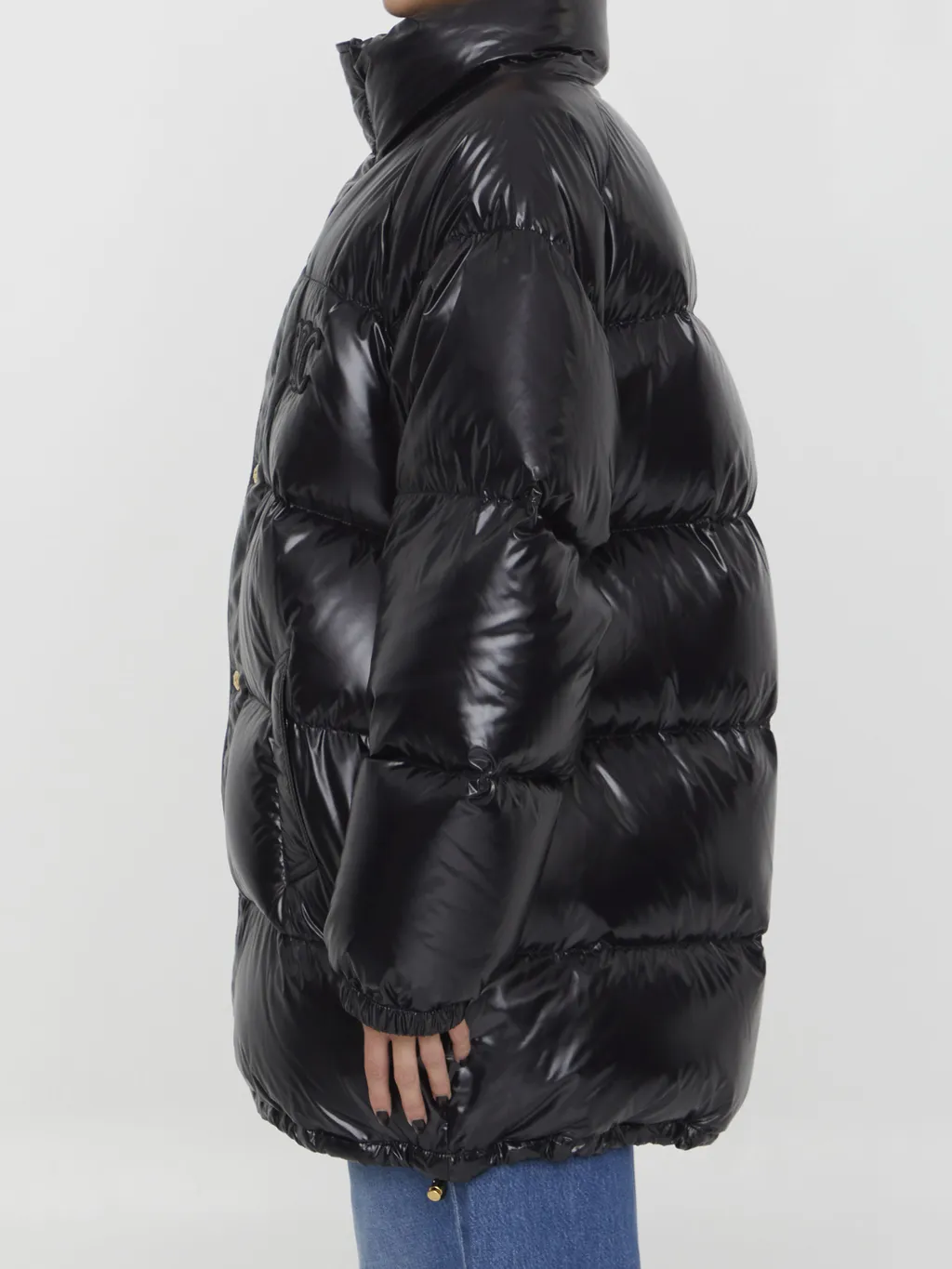 Long Triomphe Down Jacket In Lightweight Nylon