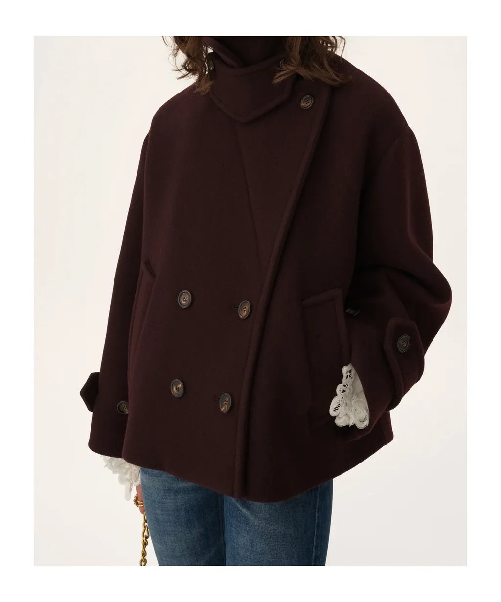 Double-Breasted Oversized Short Coat