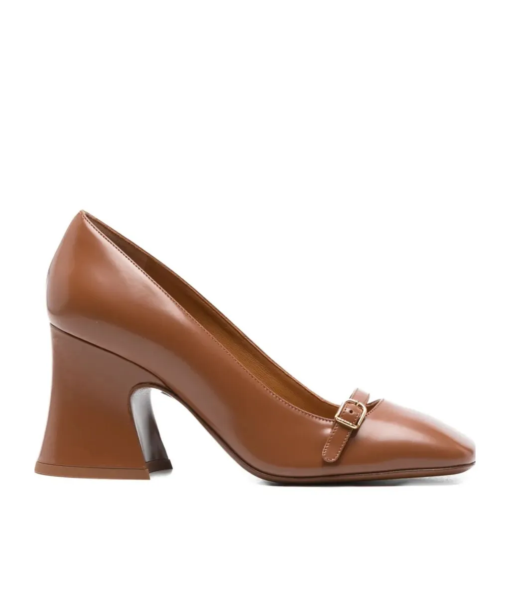 Janis Buckle-Detail Flared Pumps