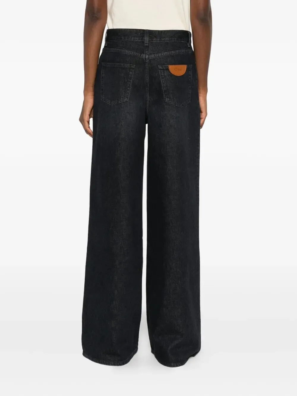 Whiskered Wide-Leg Jeans