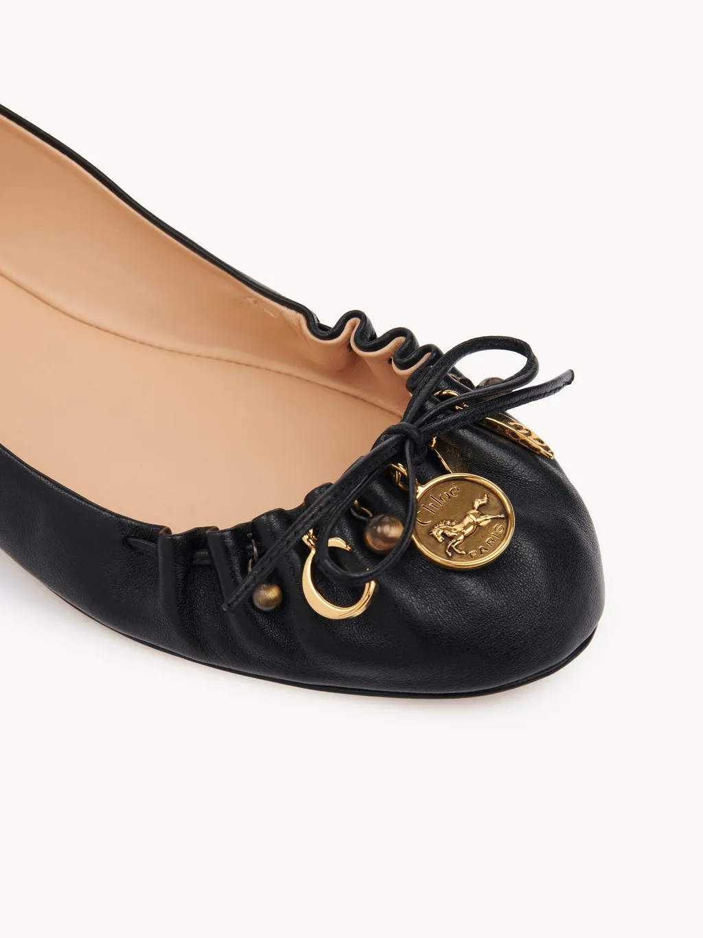 Embellished Ruffled Ballet Flats