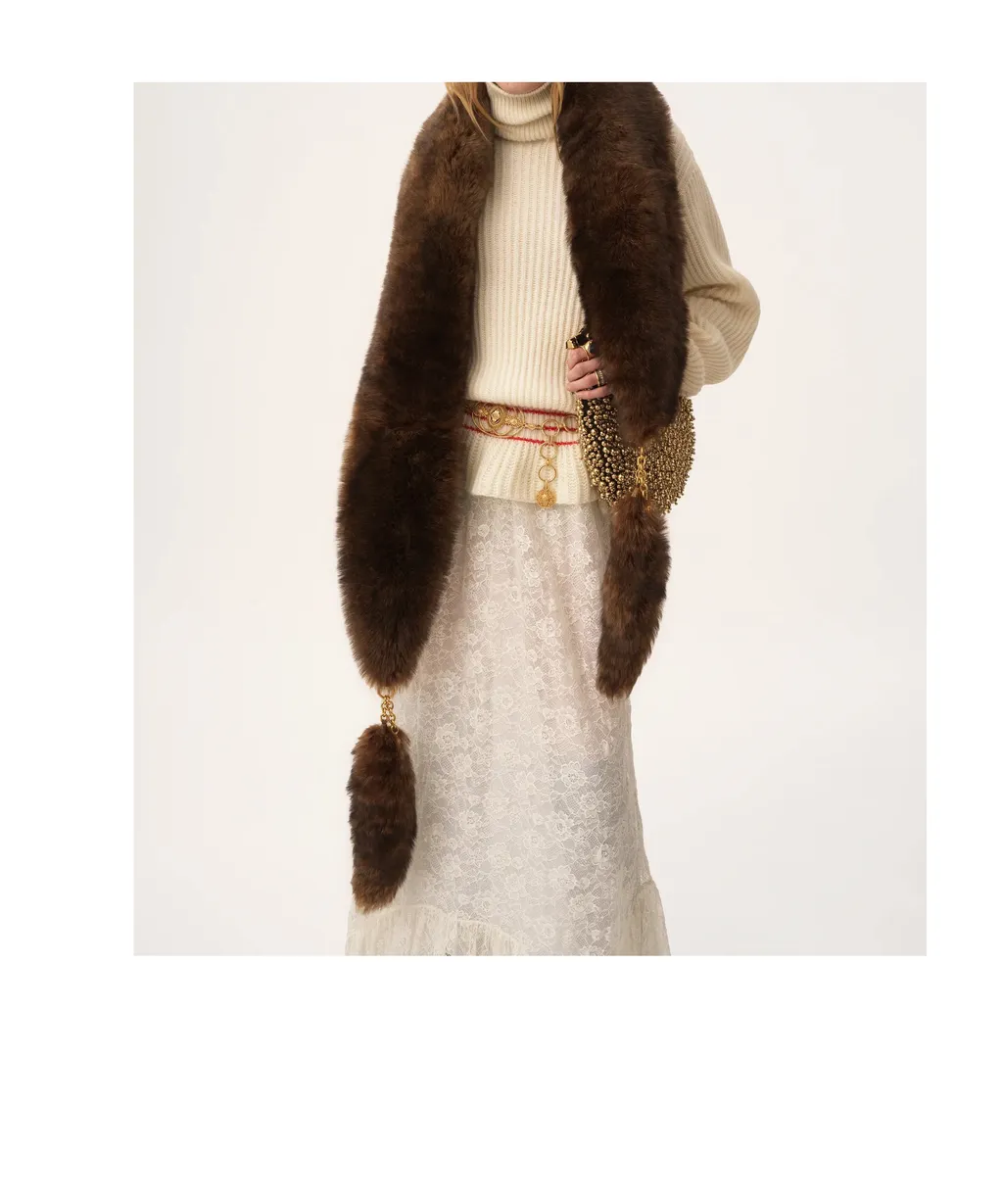 Chain-Embellished Scarf