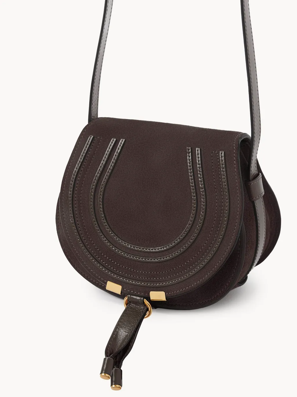 Small Marcie Saddle Bag In Suede Leather