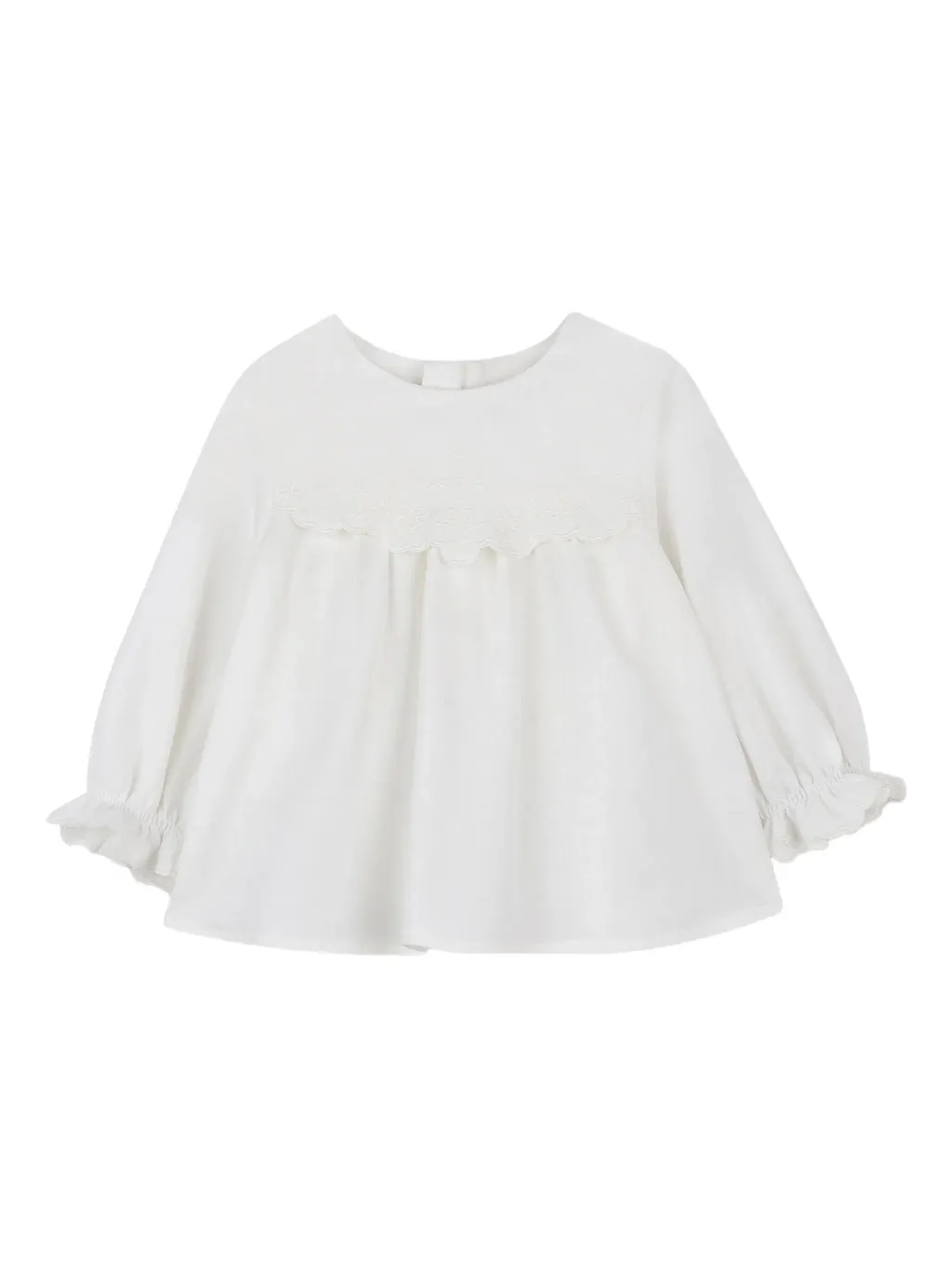 Ruffled Sleeved Crewneck Blouse