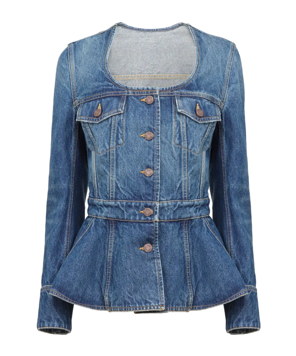 Denim Ruffled Equestrian Jacket