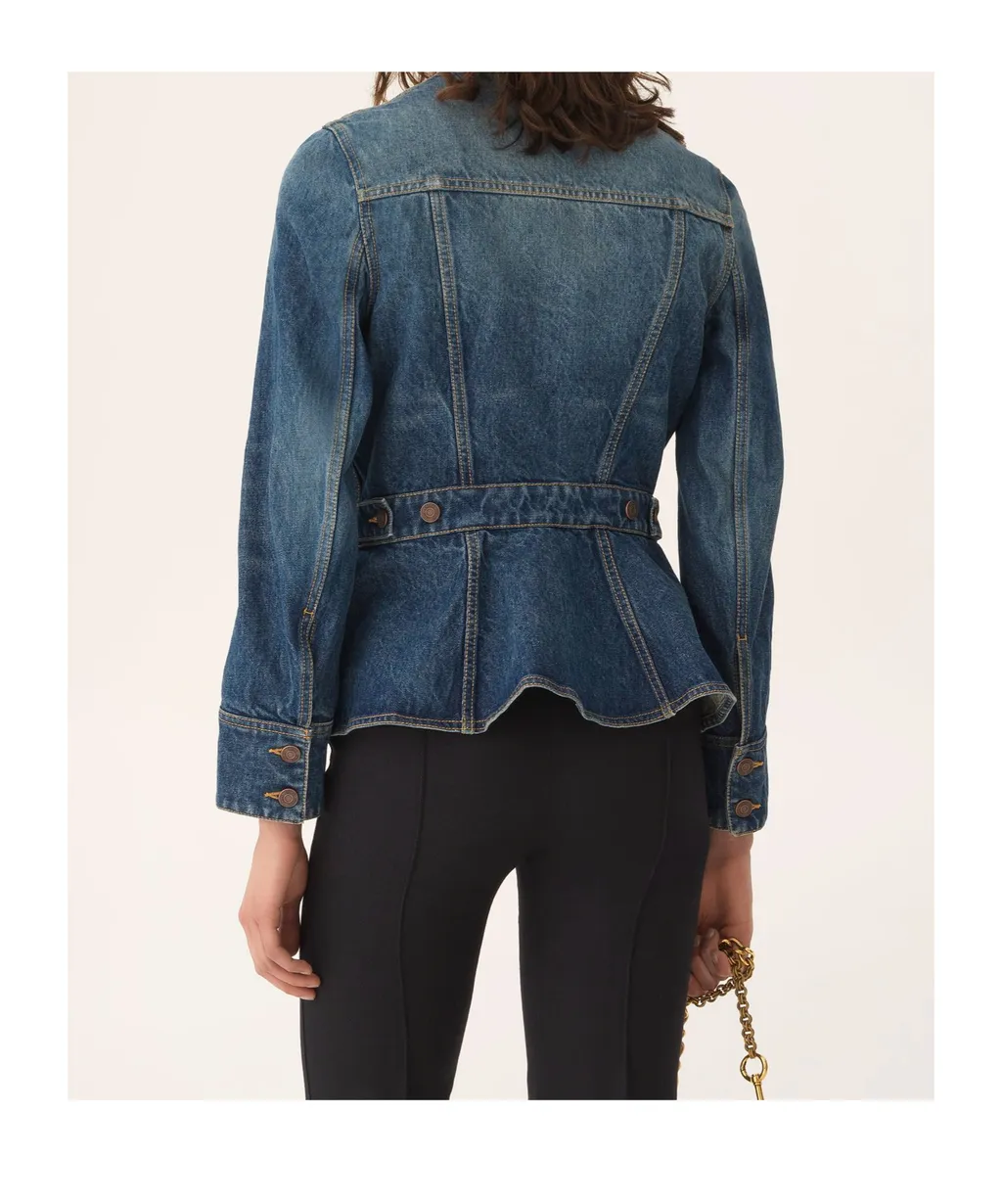 Denim Ruffled Equestrian Jacket