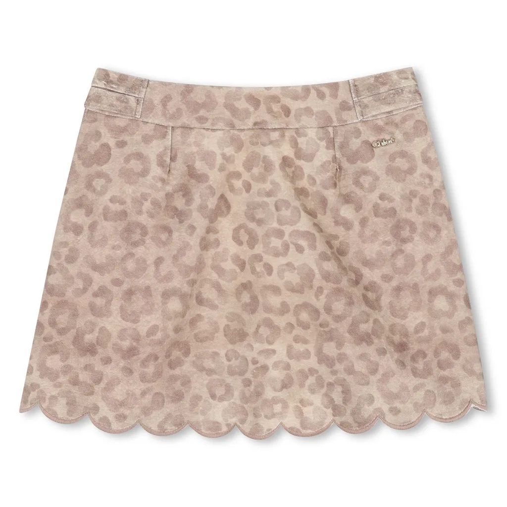 Leopard-Print Scalloped Skirt