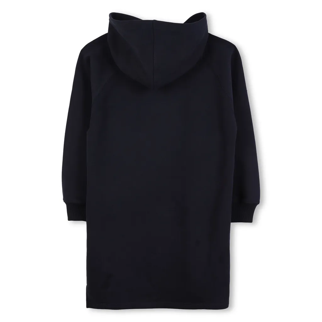 Logo Printed Drawstring Hooded Dress