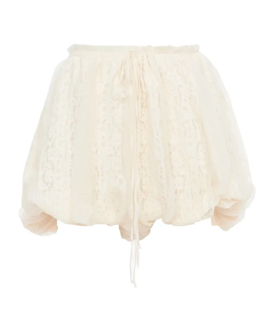 Floral-Lace Mini Bloomer Shorts