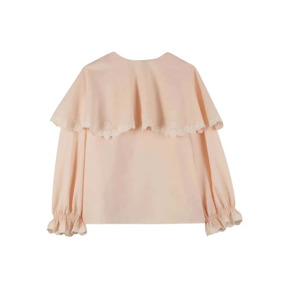 Floral-Embroidered Layered Blouse