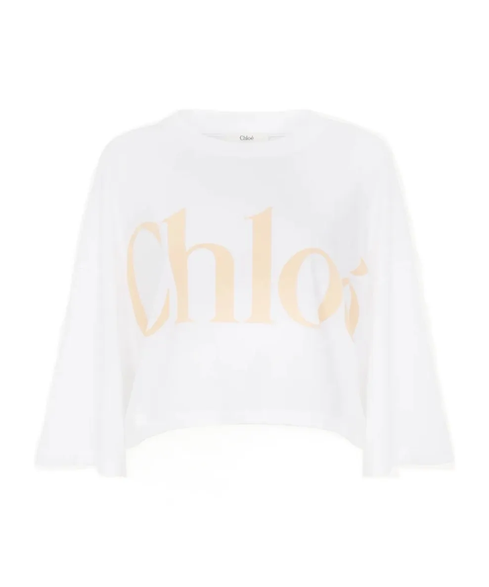 Logo Printed Oversized Cropped T-Shirt
