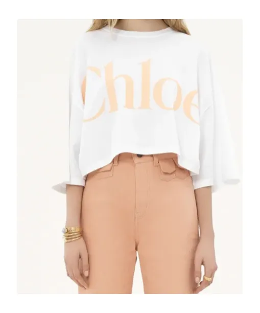 Logo Printed Oversized Cropped T-Shirt
