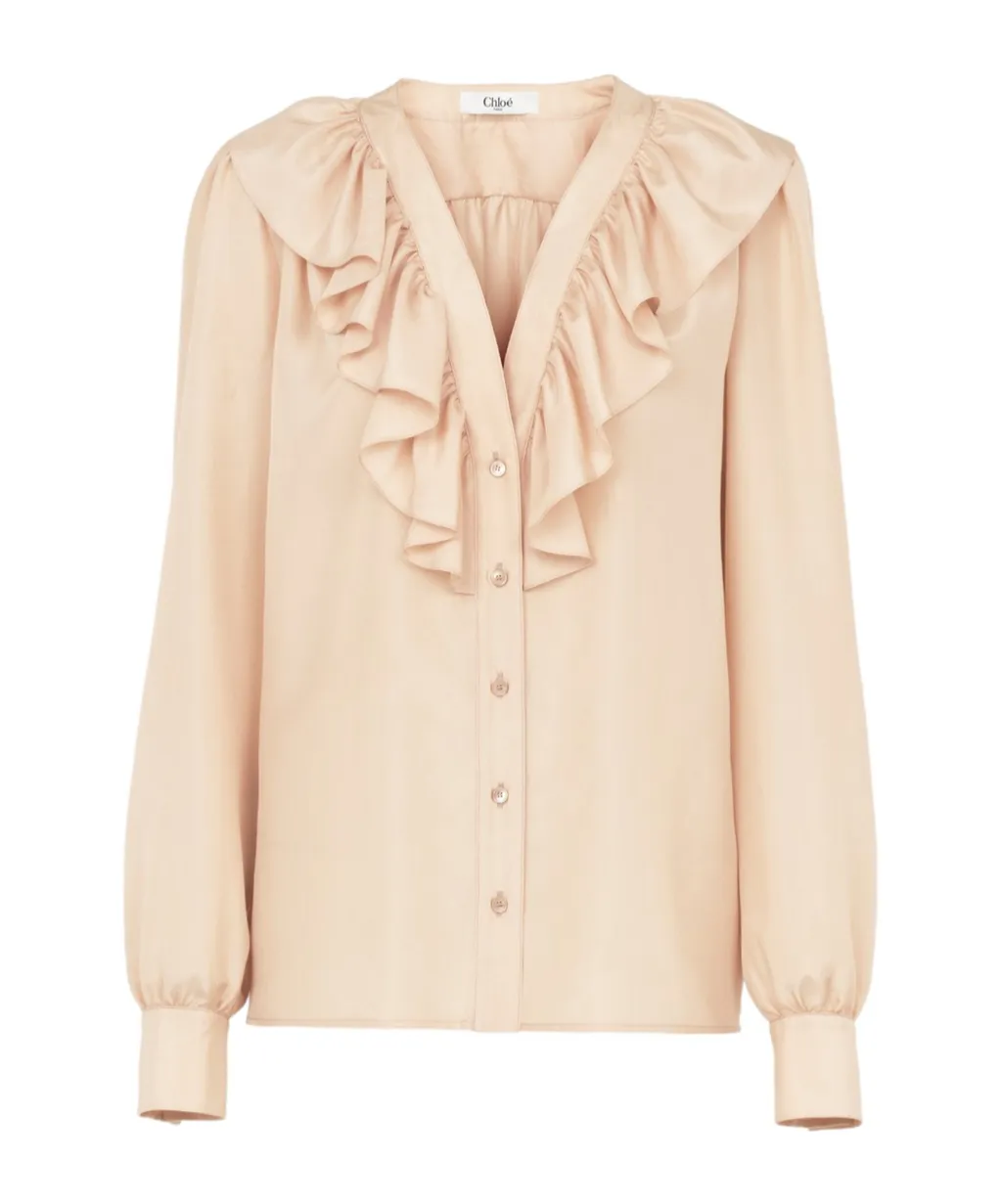 Ruffle Detailed Long-Sleeve Shirt