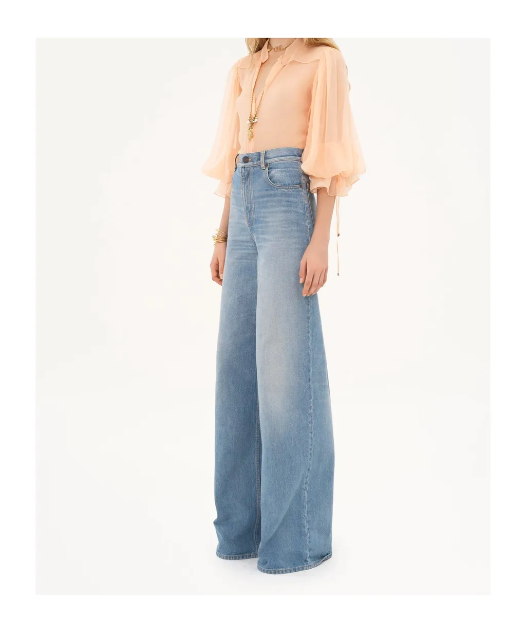 Semi-Sheer Long-Sleeved Blouse
