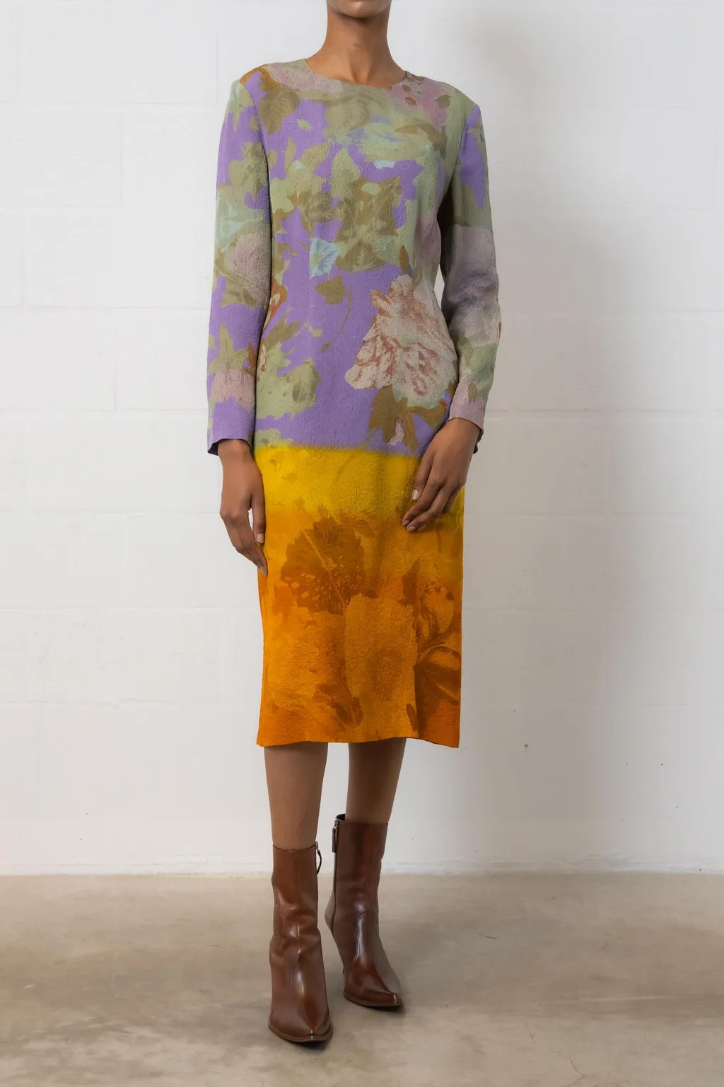 Round-Collar Long-Sleeved Dress