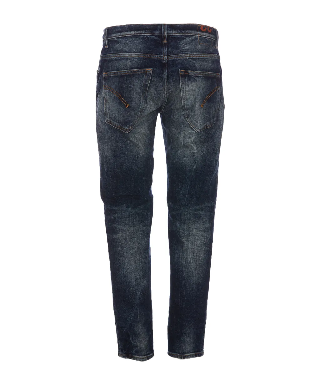 Whiskering-Effect Straight Leg Jeans