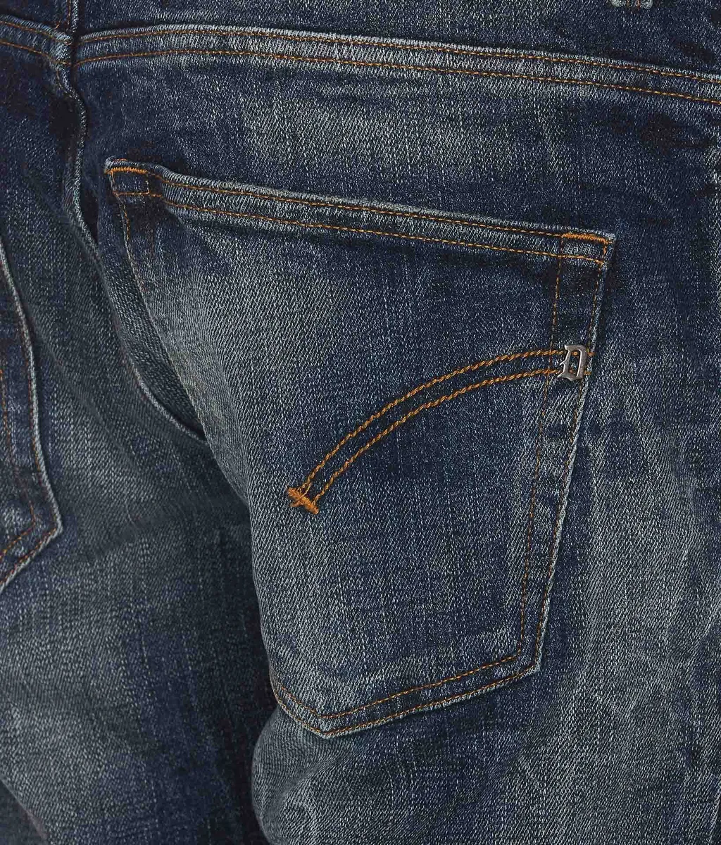 Whiskering-Effect Straight Leg Jeans