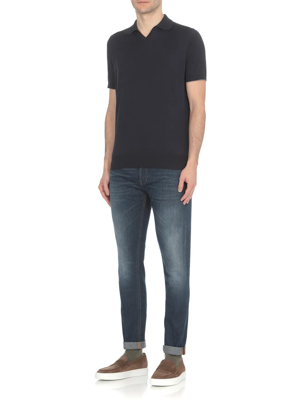 Mid-Rise Straight-Leg Stretched Jeans