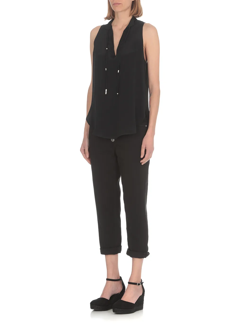 High-Waist Cropped Stretched Jeans