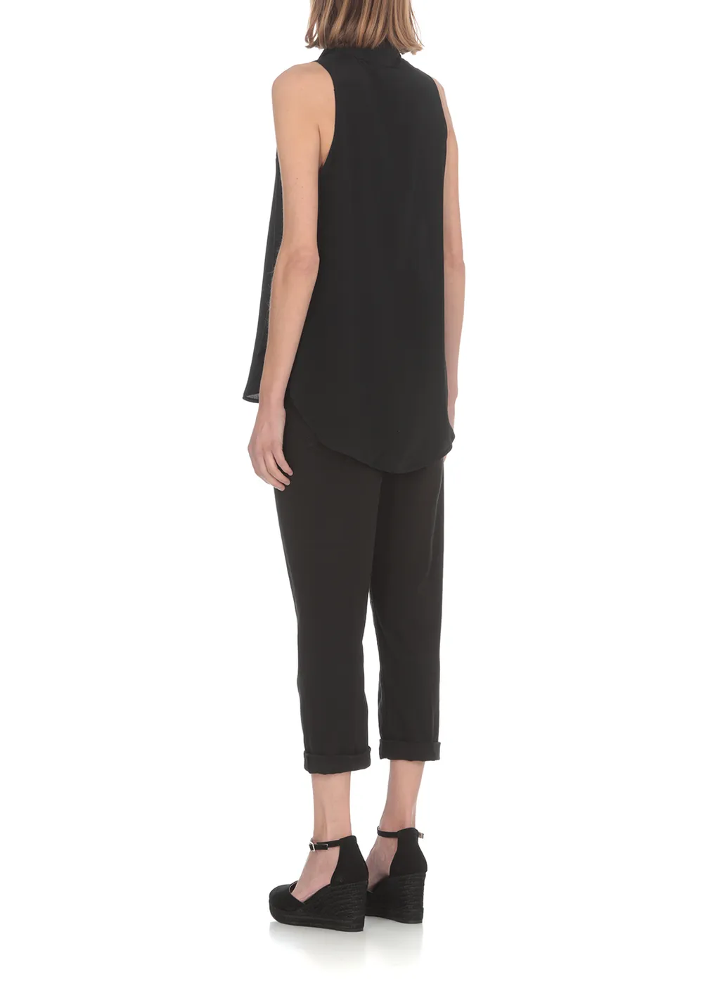 High-Waist Cropped Stretched Jeans