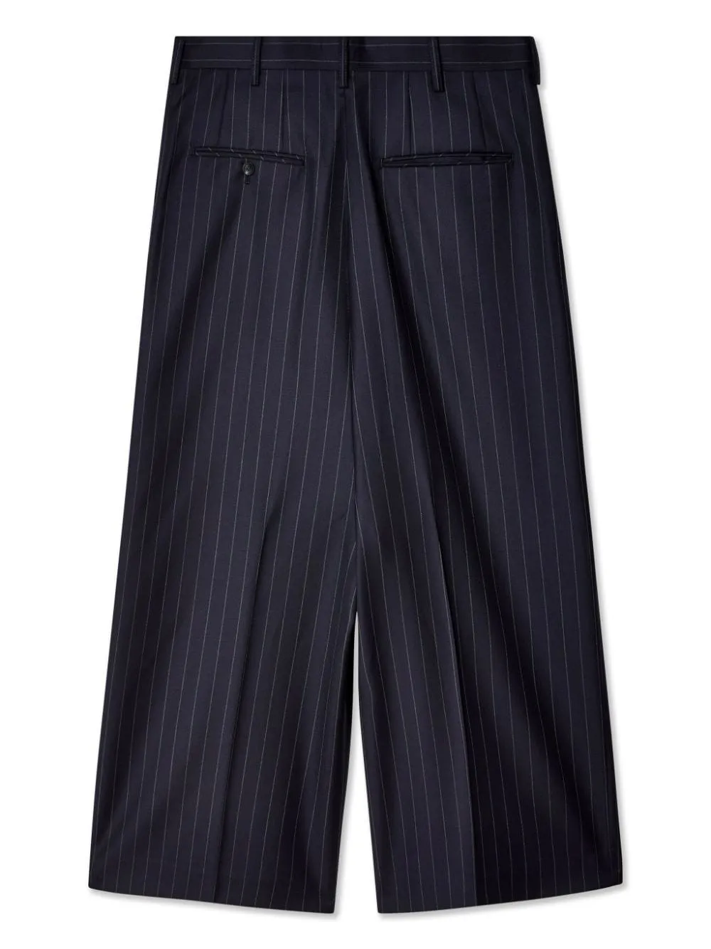 Pinstriped Wide-Leg Wool Trousers