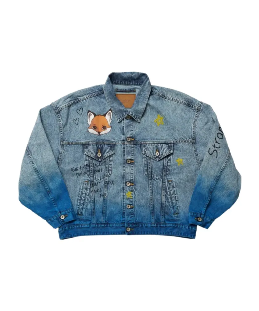 Anime Hand-Printing Denim Jacket