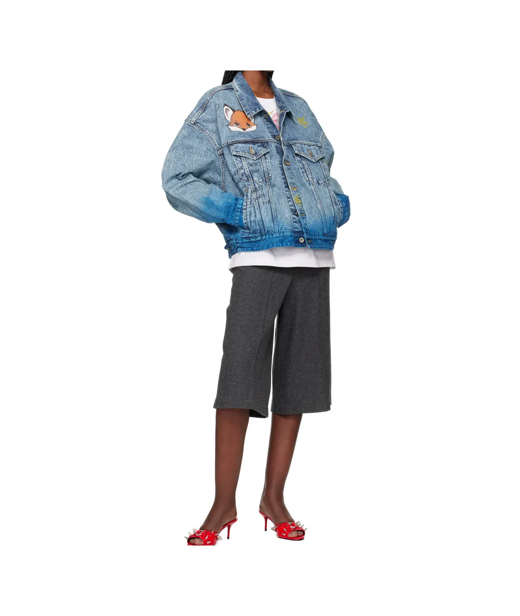 Anime Hand-Printing Denim Jacket