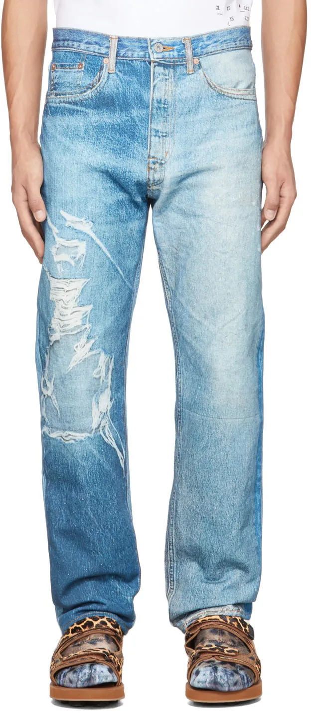 Ripped-Detail Denim Jeans