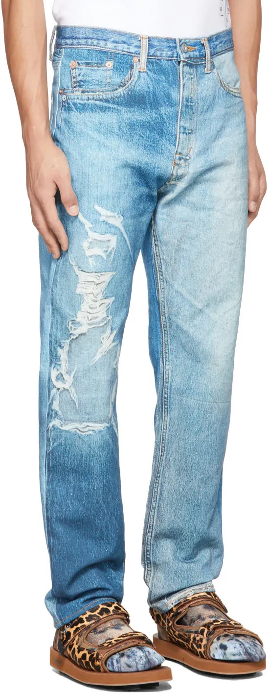 Ripped-Detail Denim Jeans