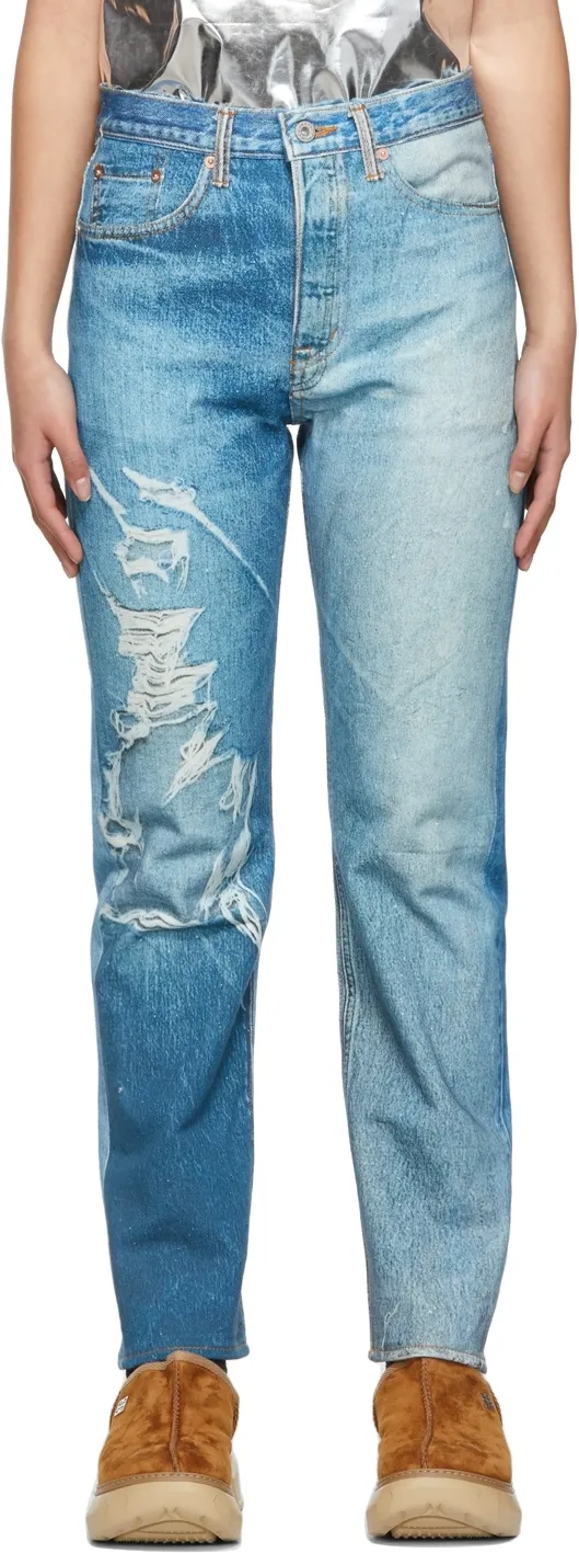 Ripped-Detail Denim Jeans