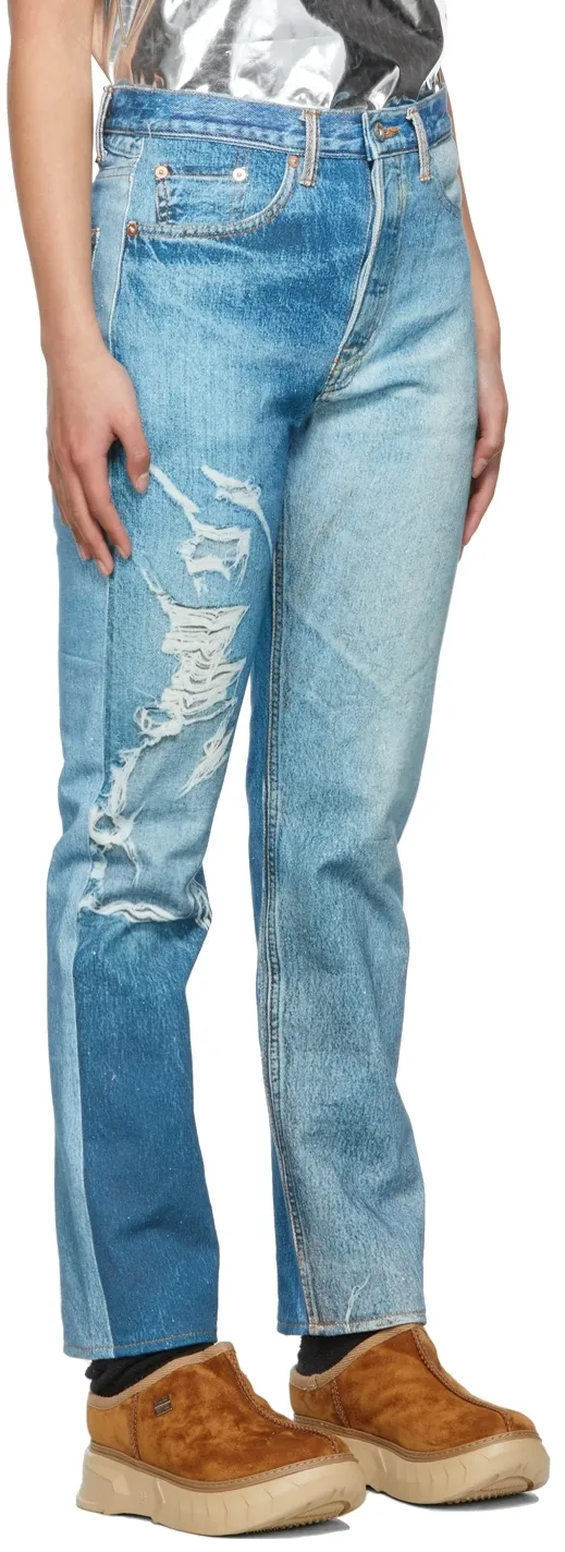 Ripped-Detail Denim Jeans