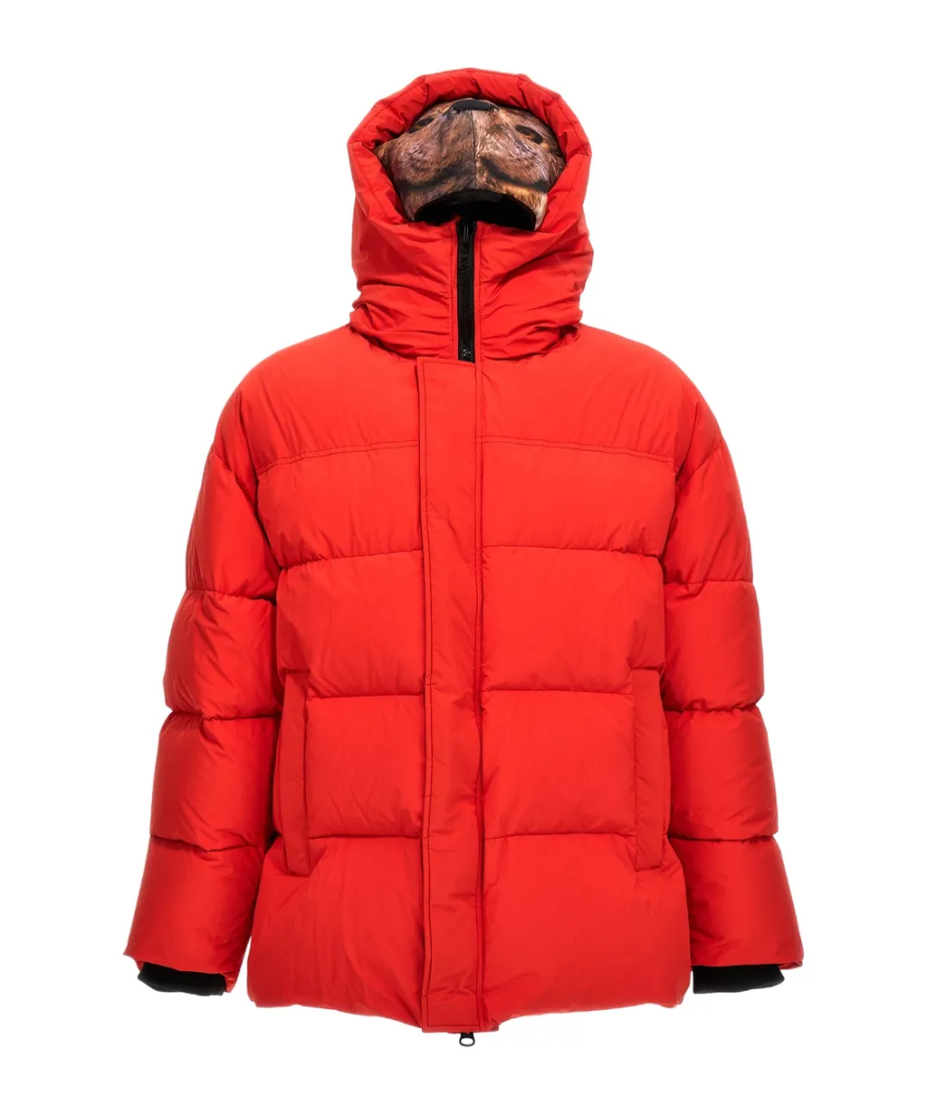 Padded Animal Motif-Hoodie Jacket