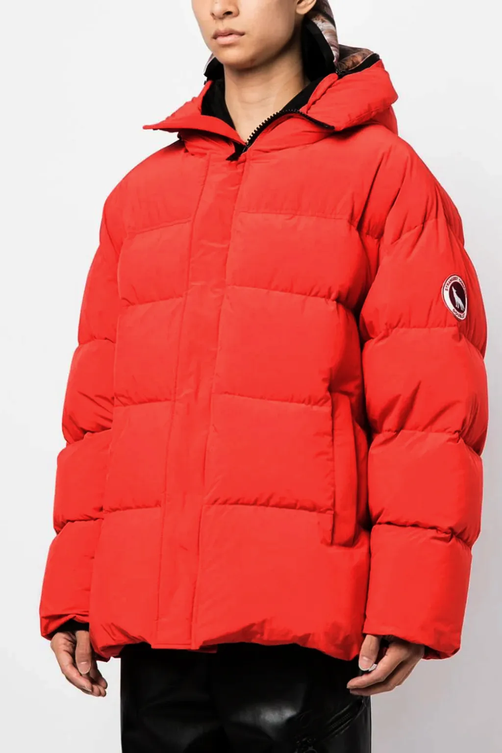 Padded Animal Motif-Hoodie Jacket