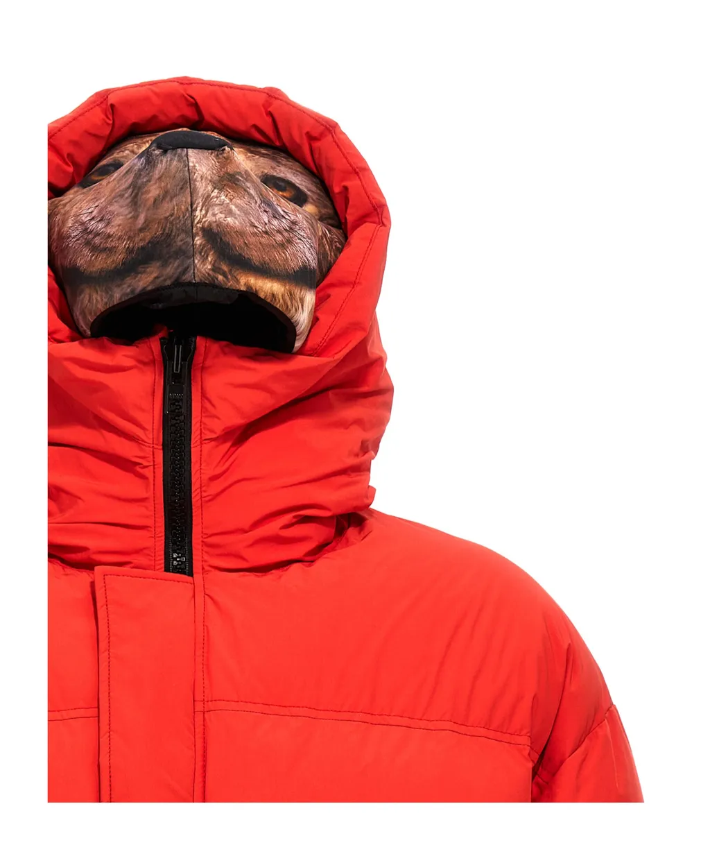 Padded Animal Motif-Hoodie Jacket