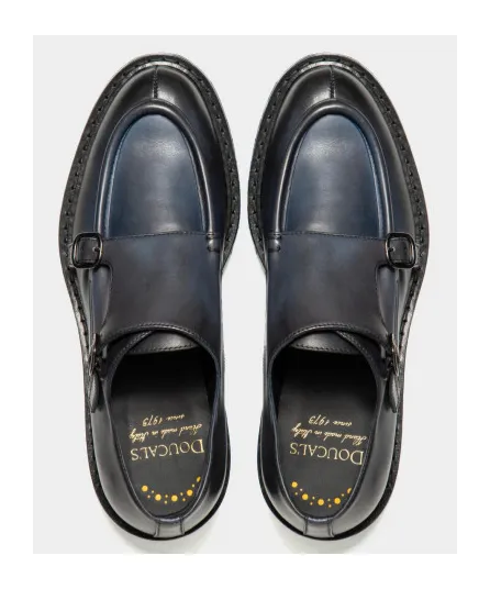 Double-Buckle Almond Toe Monk Shoes