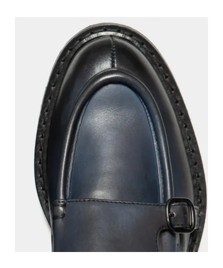 Double-Buckle Almond Toe Monk Shoes