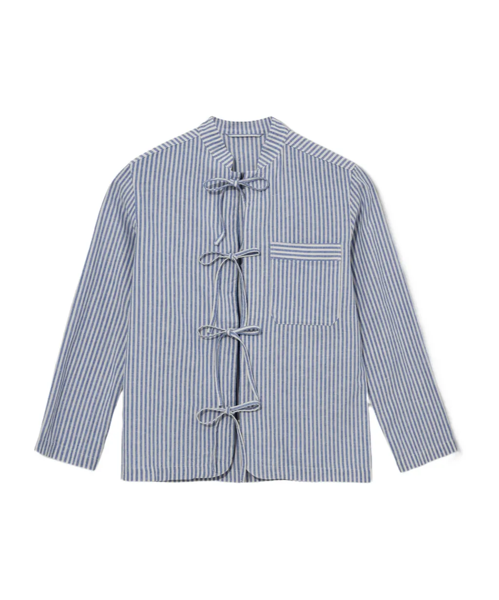 Grandad Collar Stripe Shirt
